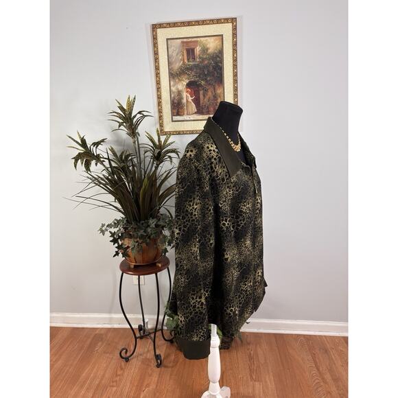 Cato Women Plus Sportswear Plus 24W 3/4 Sleeve Boho Tropical Animal Print Y2K - Picture 2 of 9